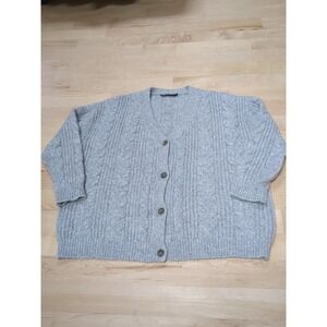 Jenni Kayne Light Gray Cable Knit Cardigan